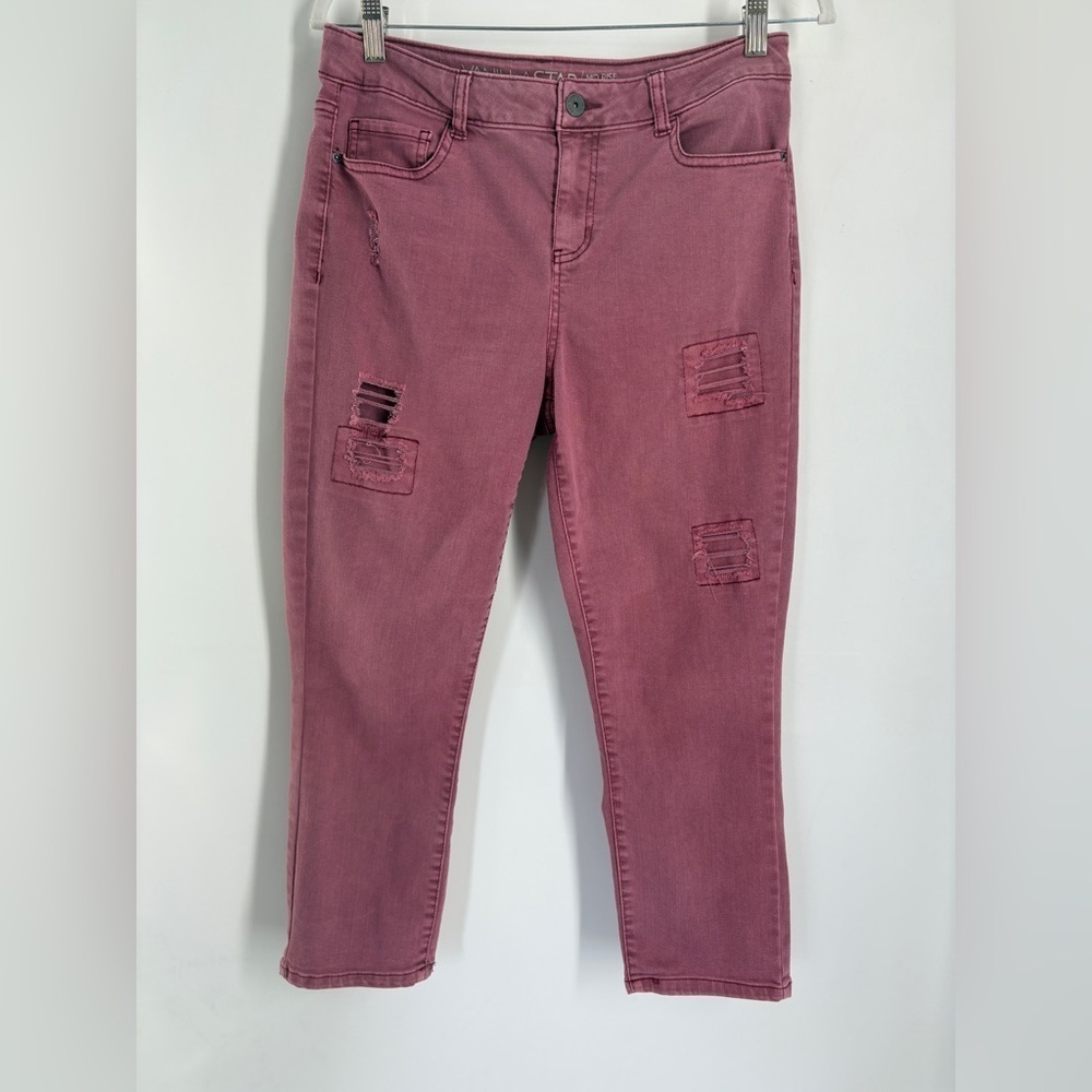 Vanilla Star Juniors burgundy Mid Rise Crop Jeans -13